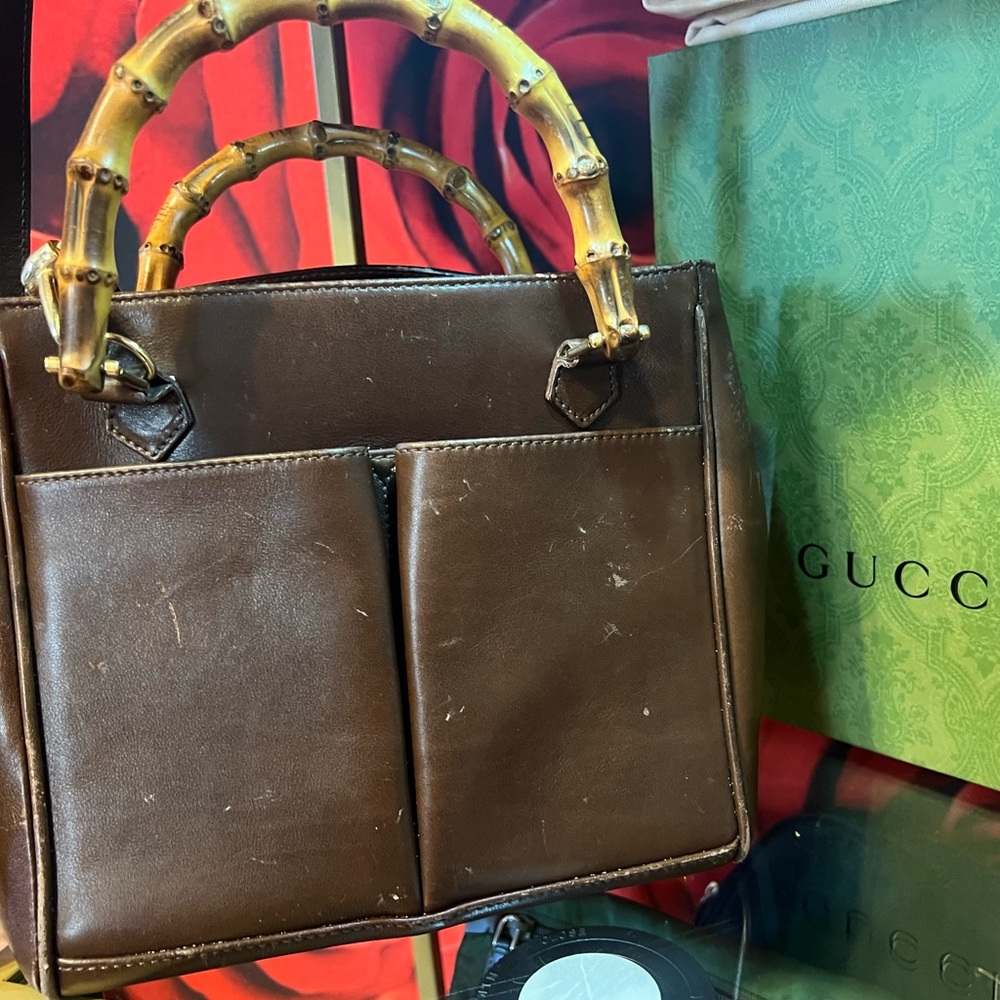 GUCCI Bamboo Handbag leather with original strap